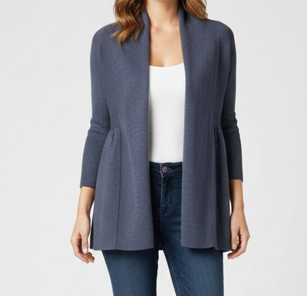 Designers Originals Womens Medium Open Front Gray Cardigan Sweater